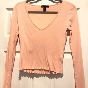 FOREVER 21 Long Sleeve Light Pink Top